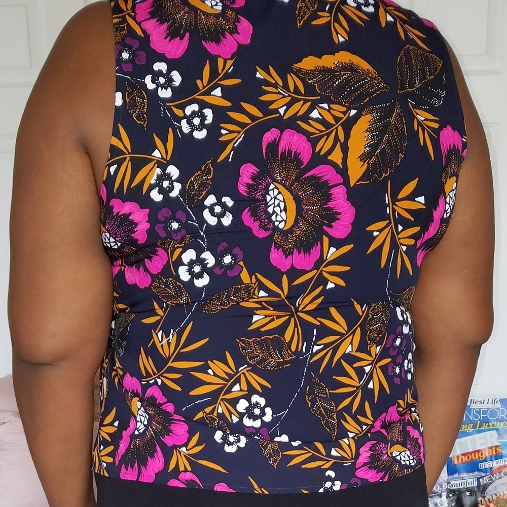 NWT PLUS SIZE A NEW DAY NAVY FLORAL WRAP SHIRT - Picture 3 of 3